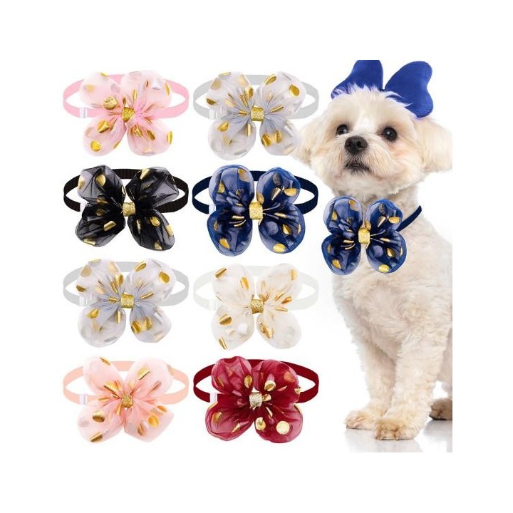 Haustier-Halskette für Hunde und Katzen, verstellbarer Riemen, Pailletten, Spitze, Katzenhalsband, Hundezubehör, Welpenfliege