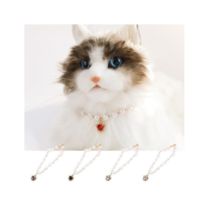 Haustier-Halskette, leuchtende Farbe, wasserdicht, Kunstharz, Imitationsperlen-Halskette, bunt, Liebesherz-Anhänger, Haustier