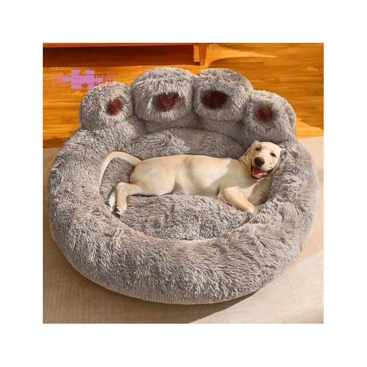 Pfotenförmiges Haustiernest, warmes und bequemes Bett, rutschfester, flauschiger Plüsch für Katzen und Hunde 50cm rosa