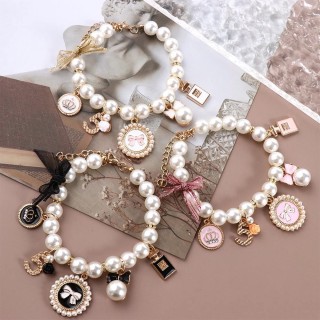 Schmuck Zeug Perle Strass Prinzessin Hund Kette Schleife Kragen Haustier Halsbänder Katze Schmuck Halskette S rosa