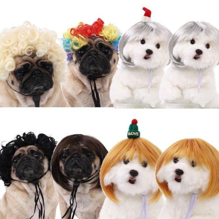 Lustige Hunde-Cosplay-Perücke, modische Kopfbedeckung, Spielzeug, Haustierbedarf, Hundeverkleidung für Halloween, Pet wig afr