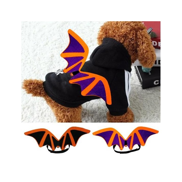 Flügelkostüm Feine Verarbeitung Auffälliger Halloween-Fledermausflügel Transform-Kostüm Heimtierbedarf S schwarz