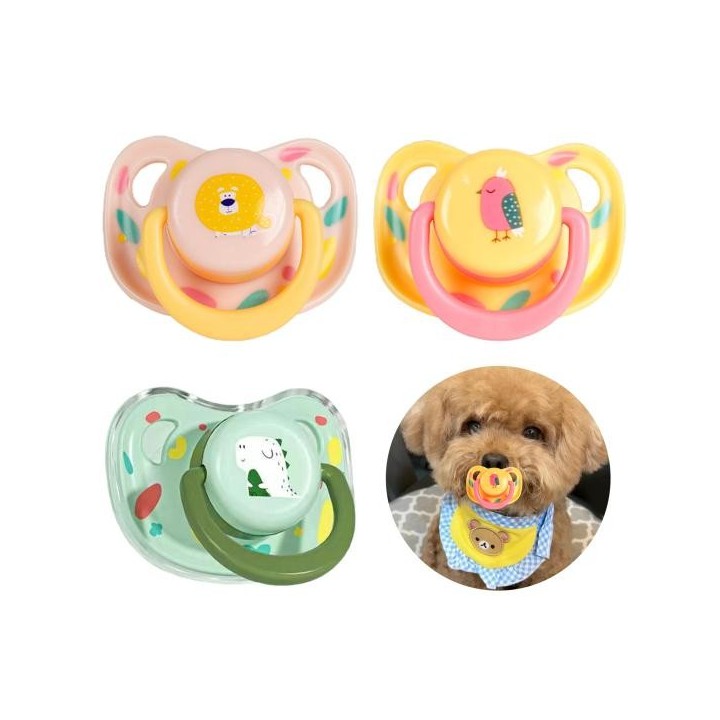 3 Stück Silikon-Schnuller für Hunde, drehbar, abnehmbar, tragbar, beruhigendes Kauspielzeug für Haustiere, klein, weich, für