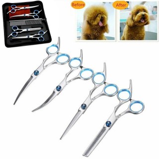 Professionelles 6-Zoll-Haarschneidescheren-Set für die Fellpflege von Hunden, gebogenes Scheren-Set 7Pcs