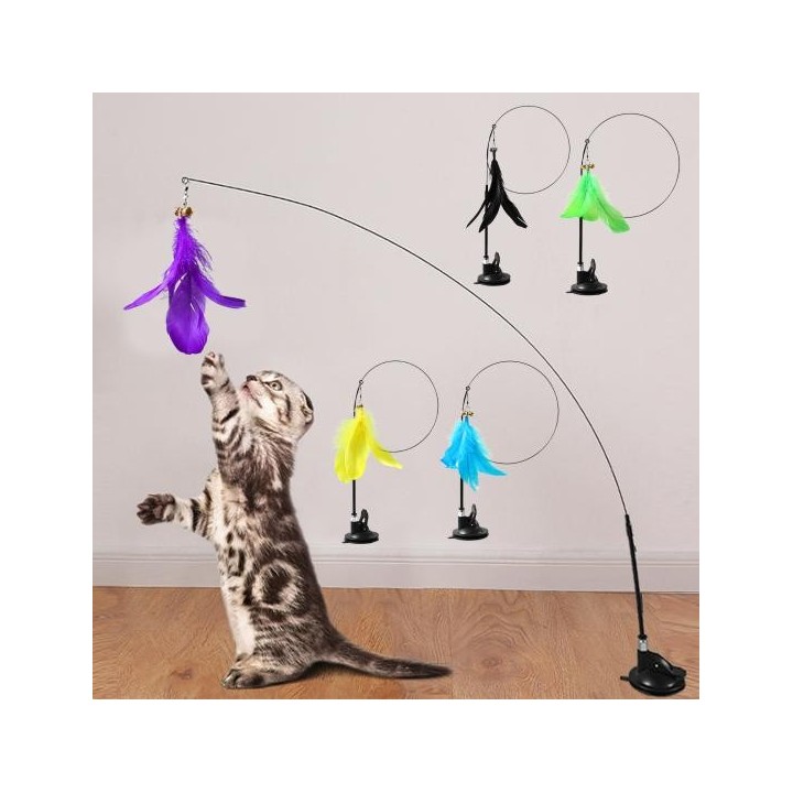 Katze Stick Spielzeug Abnehmbare Leichte Leistungsstarke Lindern Langeweile Handheld Teaser Saugnapf Zauberstab Spielzeug Hau