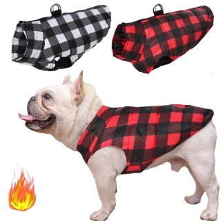 Winter-Gitter-Haustierkleidung, wasserdichter Hundemantel für kleine und mittelgroße Hunde, warmes Welpenkostüm, französische