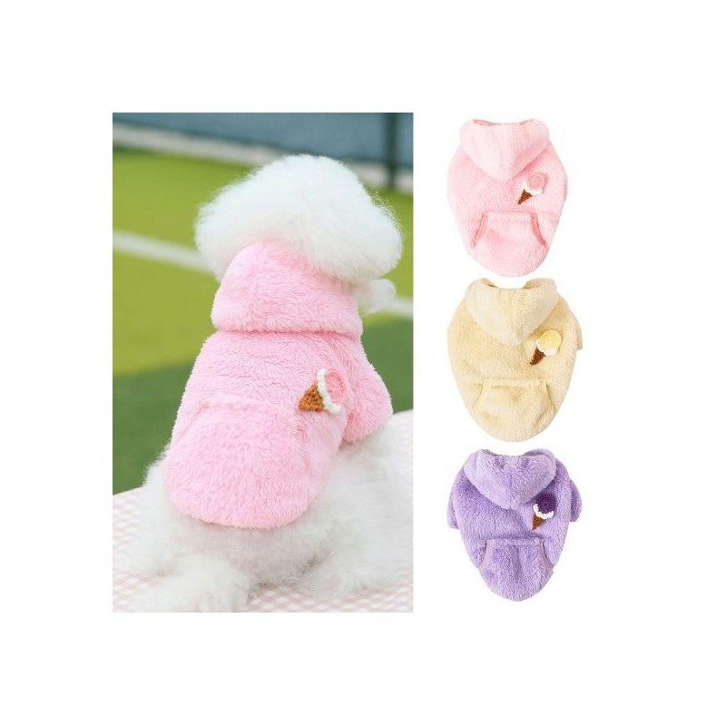 Haustier Jacke mit Kapuze Thermo Cartoon Eis Dekor Haustier Hund Jacke Kleidung S helle gelbe