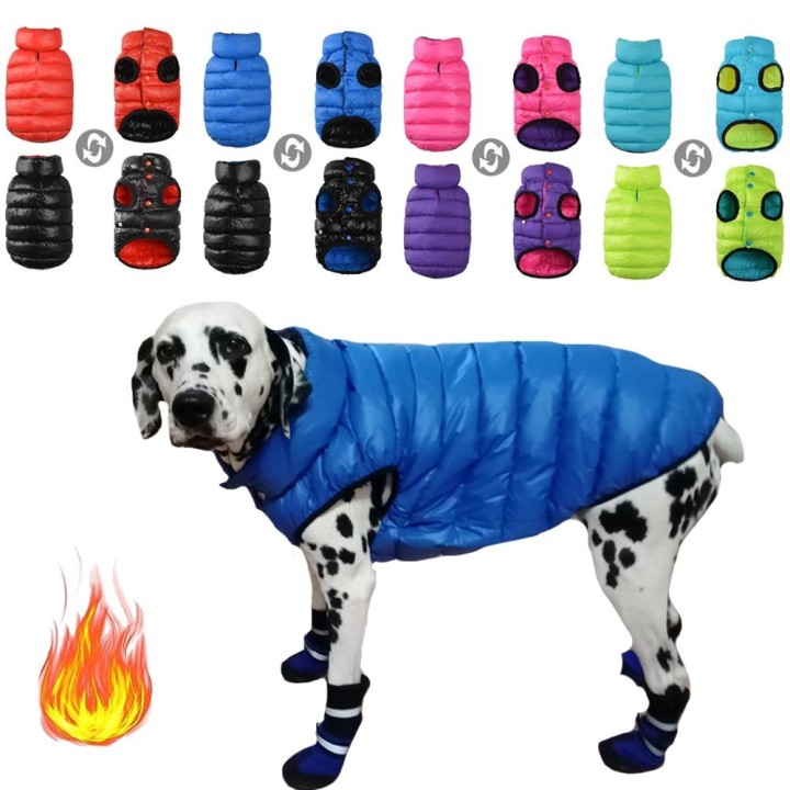 Wasserdichte wendbare Hundekleidung für den Winter, Daunenmantel für kleine, mittelgroße und große Hunde, Welpen, verdickte w