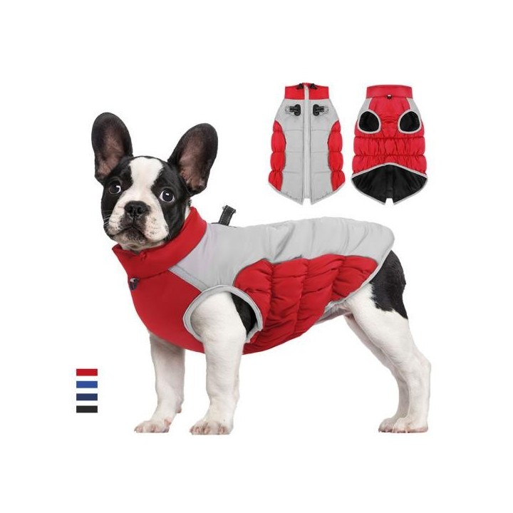 Reflektierender Hunde-Wintermantel, zweibeinig, hoher Kragen, Schneeschutz, verstellbarer Hals, glatter Reißverschluss, Hunde