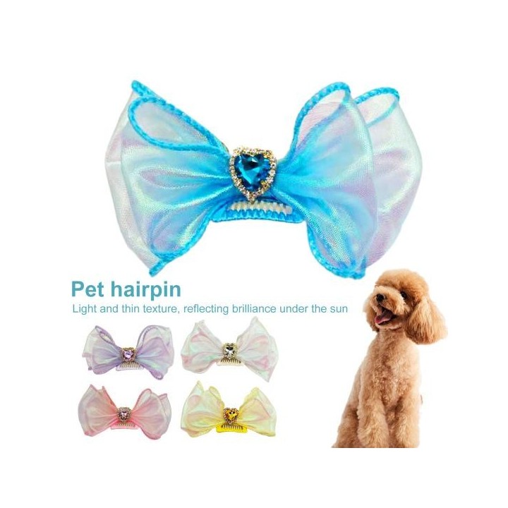 Tierhaarschleife, herzförmige Verzierung, Tierhaar-Dekorband, modische Haarspangen für Haustiere mit Schleife