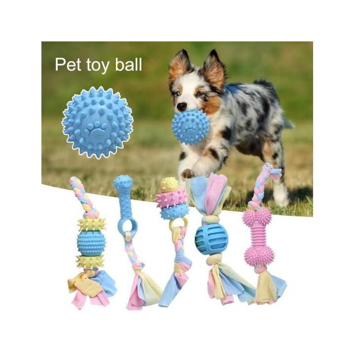 Haustier-Spielzeug, sicher, bissfest, leicht zu reinigen, leicht, wiederverwendbar, Zahnreinigung, TPR A blau