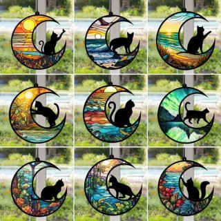 1 Set Haustier-Gedenkanhänger, feine Verarbeitung, Katze, Mondform, Anhänger, Dekoration, perfektes Geschenk für Hunde- und K