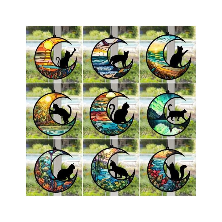 1 Set Haustier-Gedenkanhänger, feine Verarbeitung, Katze, Mondform, Anhänger, Dekoration, perfektes Geschenk für Hunde- und K