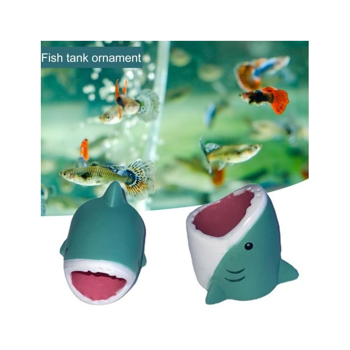 Aquarium-Ornament, Ocen-Serie, Hai-Kopf-Statue, Cartoon-Unterwassertier-Skulptur, Aquarium-Landschaftsbau-Dekoration