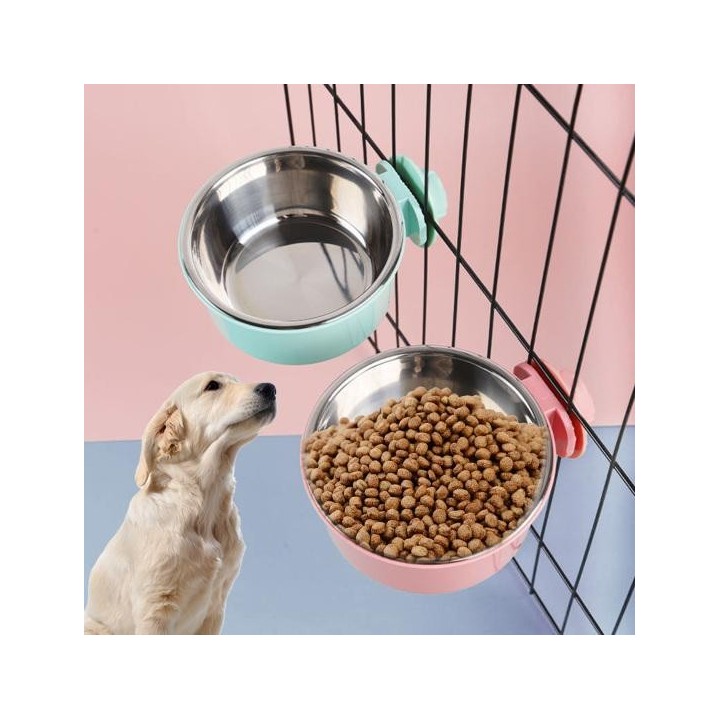 2-in-1-Set zum Aufhängen aus Wellpappe, abnehmbarer Futternapf, platzsparendes Siphon-Zubehör für Haustiere S grau