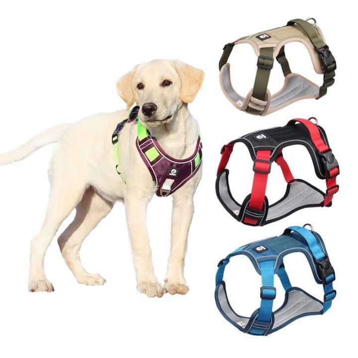 Neues reflektierendes Hundehalsband für mittelgroße und große Hunde, atmungsaktives, verstellbares Haustiergeschirr, Weste, H