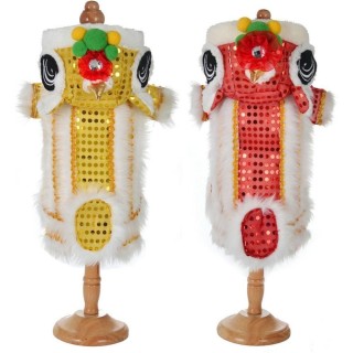 Roter Tanz Löwe Drache Haustierkostüm Gold Hoodies Mantel Festival Dekor Neujahr Katze Hundekleidung S rot