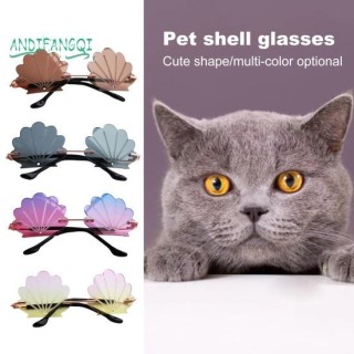 Haustier-Sonnenbrille, muschelförmig, verschleißfestes Metall – Haustier-Party-Kostüm, Foto-Requisiten, Sonnenbrille für Welp
