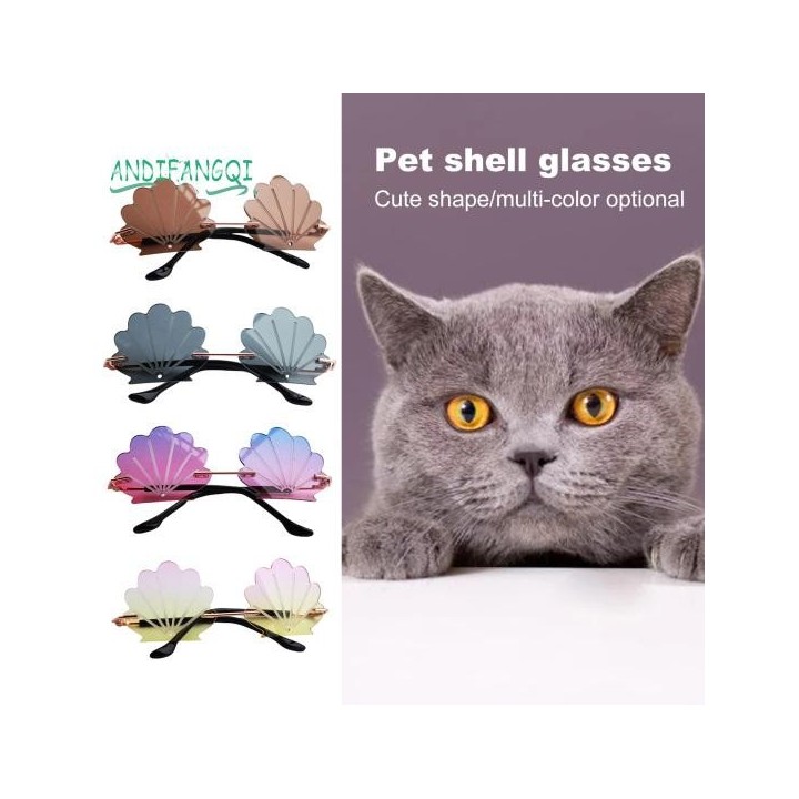 Haustier-Sonnenbrille, muschelförmig, verschleißfestes Metall – Haustier-Party-Kostüm, Foto-Requisiten, Sonnenbrille für Welp
