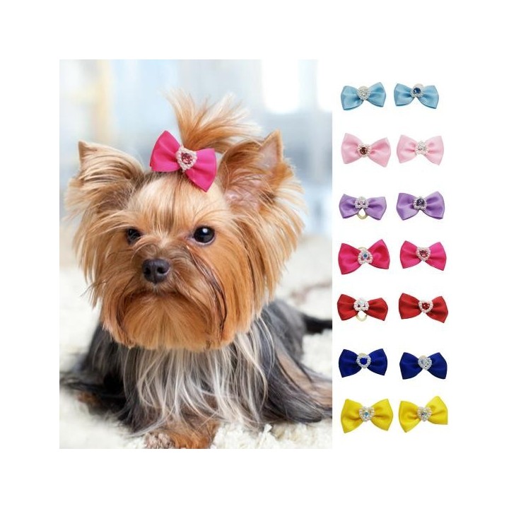 14Pcs Hunde Haar Krawatten Faux Perlen Verschönerung Kopf Dekoration weiche Textur Mode