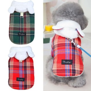 Haustier Baumwollmantel Plüschohren mit Schleppring Weich Trendy Warm halten Anti-Fall S rot