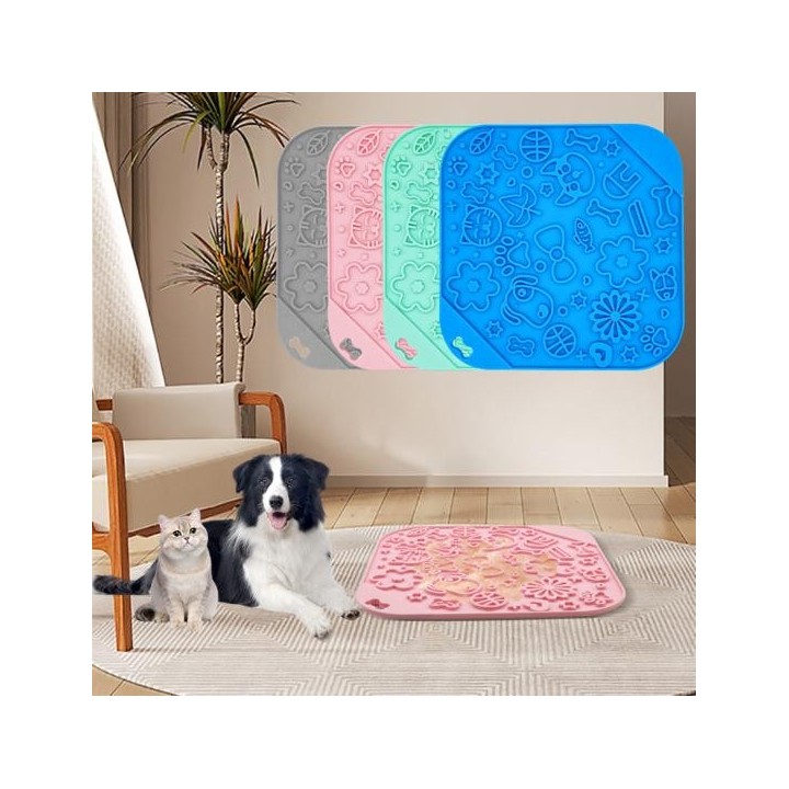 Haustier-Fütterungsmatte, gute Zähigkeit, verformungssicher, bissfest, Silikon, Cartoon-Muster, Haustierhund, Slow-Food-Matte