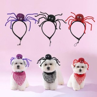 Hunde-Halloween-Haarband, Schal-Set, festlicher Spinnen-Haarschmuck, Halsband-Set, Cosplay-Kostüm, Haustier-Zubehör für Party