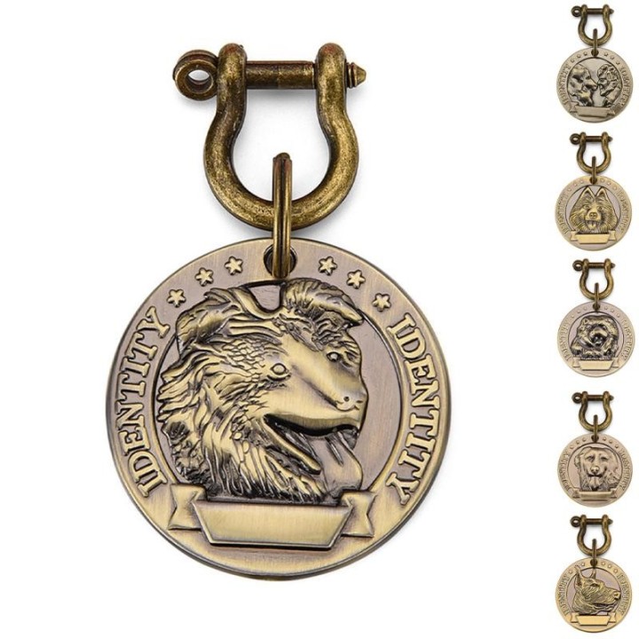 4,5 cm DIY-Kupfer-Hunde-ID-Tag in verschiedenen Stilen erhältlich, leicht, Anti-Verlust, gravierte Haustier-Namensschilder fü