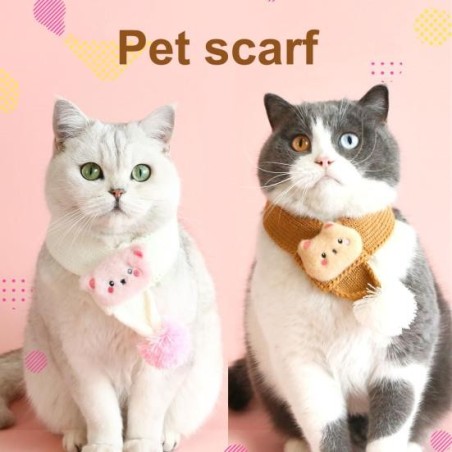 Haustier Schal Entzückende Bär Muster Katzen Hunde Halstuch Bequeme Haustier Winter Gestrickte Kragen Haustierbedarf weiß