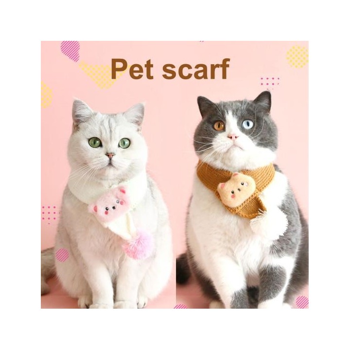 Haustier Schal Entzückende Bär Muster Katzen Hunde Halstuch Bequeme Haustier Winter Gestrickte Kragen Haustierbedarf weiß