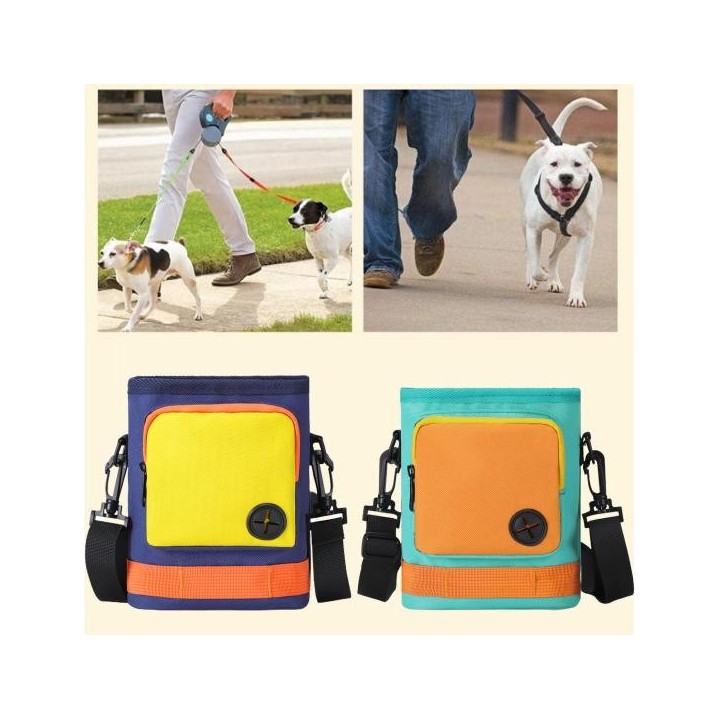 Beutel Verstellbarer Kordelzug Hundesnack-Aufbewahrungsbeutel mit Schultergurt Kotbeutelspenderbeutel grün