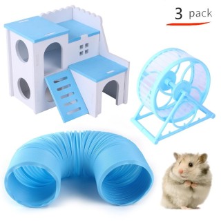 Plastikspielzeug-Set für Hamster, Haustier-Kaninchen, Drachenkatze, Rolltunnel-Zubehör, Villen-Set mit Sprungplattform S