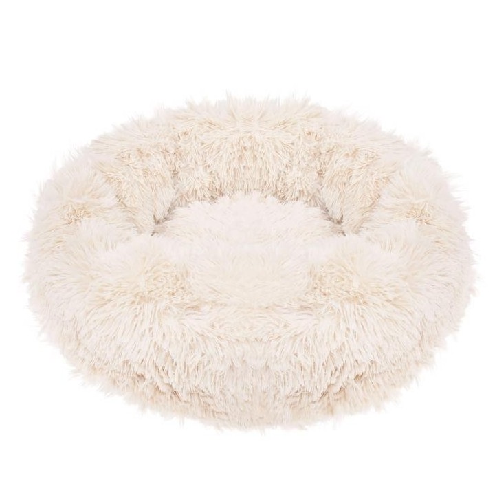 Bett für Hund und Katze – SPRINGOS® – Beige – Ø 40 cm – maschinenwaschbar – waschbar und bequem