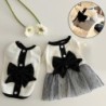 Luxuriöses Hundekleid für kleine Hunde, Sommerkleidung für Welpen, Schleife, Spitze, Hunderock, schwarz-weißes Hunde-T-Shirt,