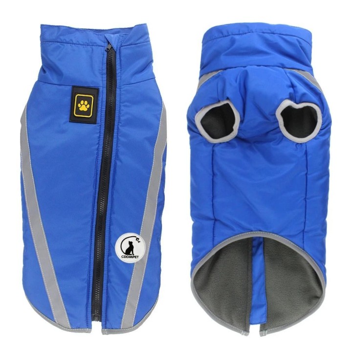 CDDMPET Winter-Haustierjacke, warme Fleece-Futter, Kleidung für große Hunde, großer Hundemantel, wasserdicht, Französische Bu