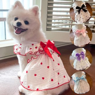 Mode süße Schleife Hund Kleid Hundekleidung Liebe Druck Chihuahua Kleid Welpen Katze Prinzessin Bekleidung süße Welpen Kleidu