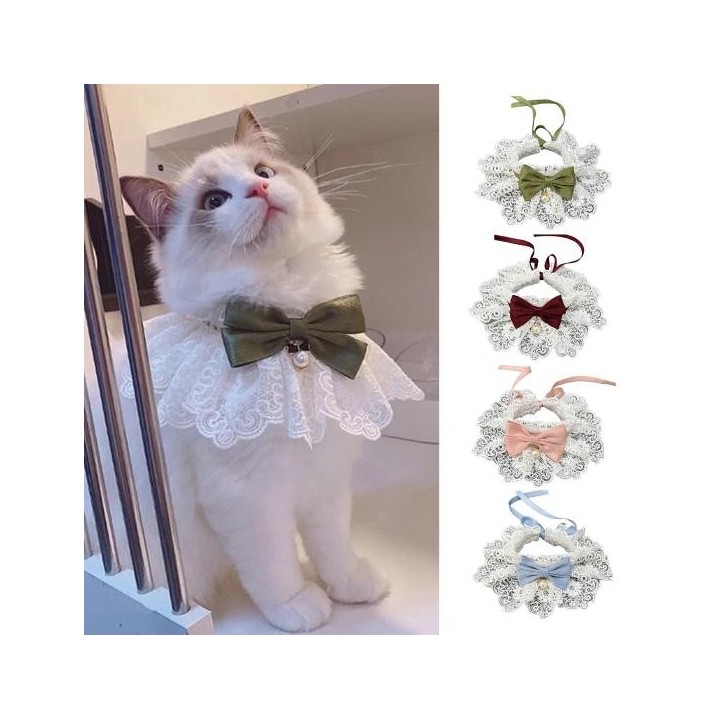 Haustier-Halstuch, auffälliges Dress Up, kreatives Kätzchen, Welpe, Schleife, Halsband mit Glöckchen zum Fotografieren S rosa