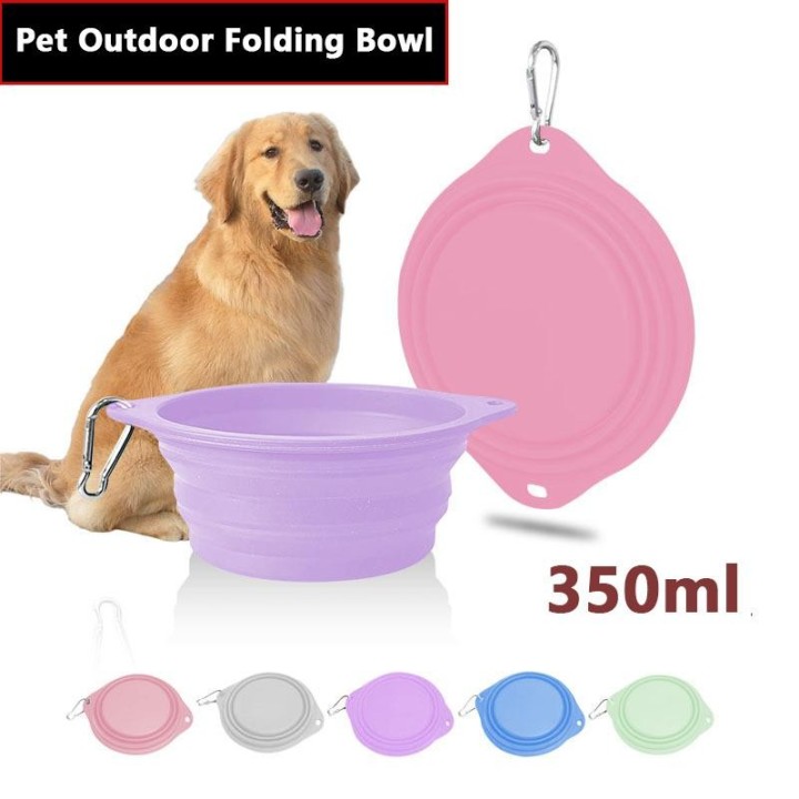 Haustier-Faltschüssel, 350 ml, tragbarer Hundenapf, Katzennapf, Reisefütterung, Trinkbecken für Katzen und Hunde, Silikon, Ha