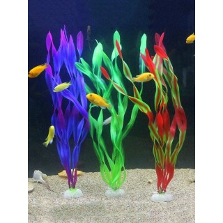 5 Stück künstliche Algen für Aquarien, Kunststoff-Pflanzendekorationen, mehrfarbiges künstliches Aquarium-Ornament, Gras grün