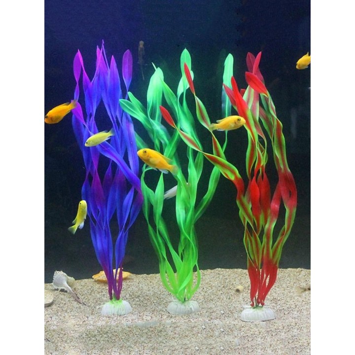 5 Stück künstliche Algen für Aquarien, Kunststoff-Pflanzendekorationen, mehrfarbiges künstliches Aquarium-Ornament, Gras grün