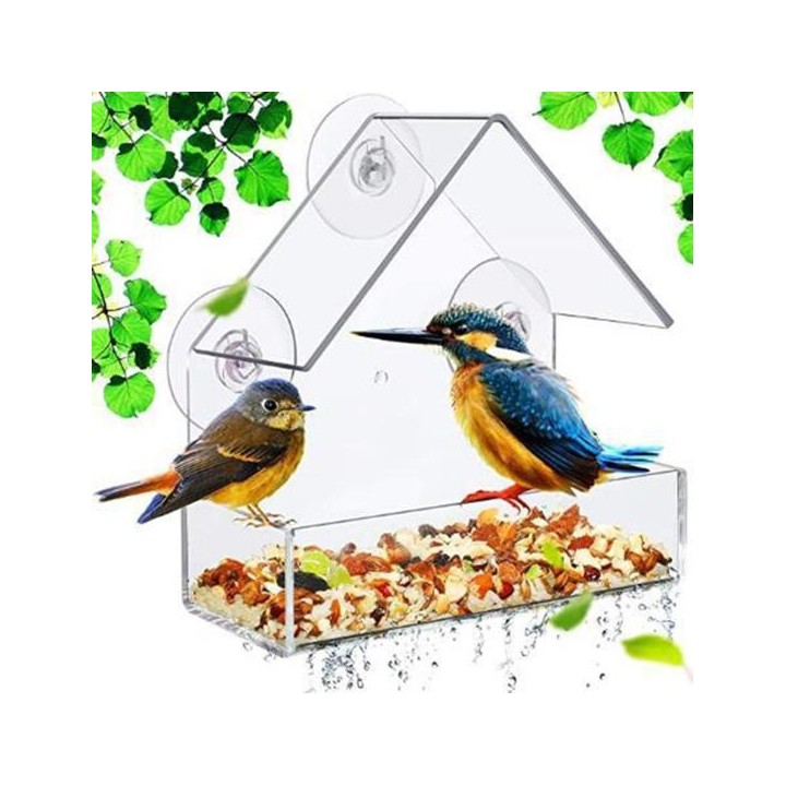 Vogelfutterspender mit großer Kapazität, praktisches, verschleißfestes Saugnapf-Design, hängender Vogelfutterbehälter, Vogelz