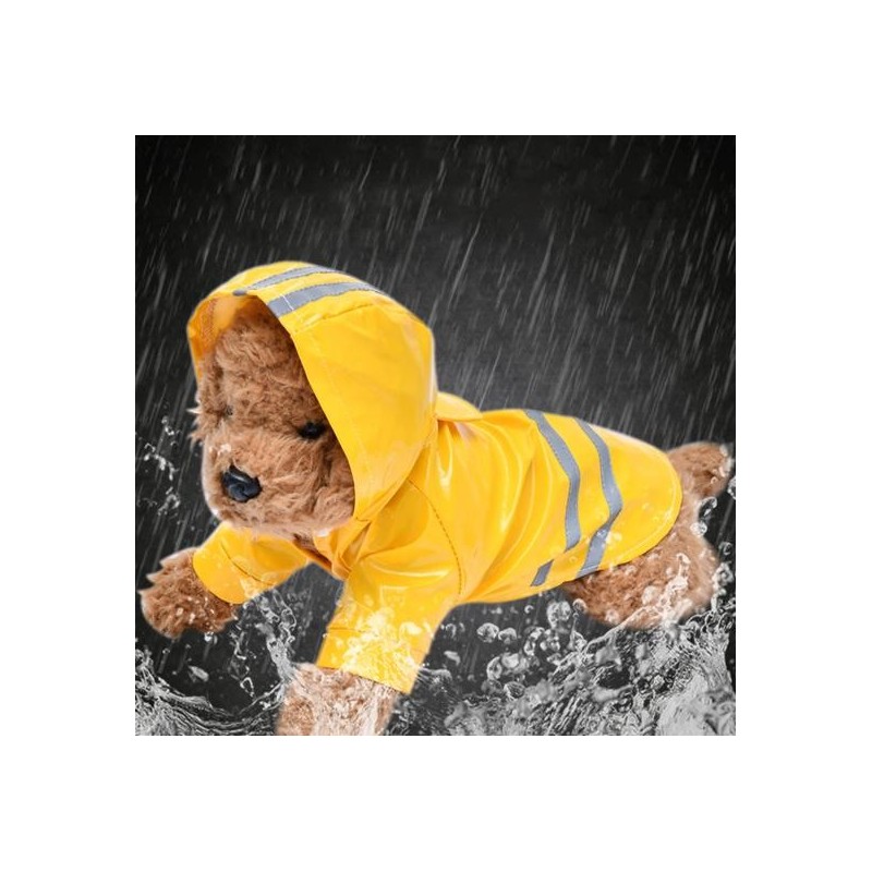 Yousheng Hunde-Regenmantel, Teddy-Jackenmantel, Welpen-Kapuze, reflektierend, wasserdicht, Haustierkleidung S gelb