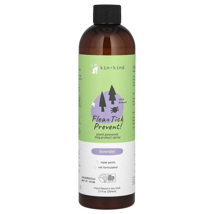 Kin+Kind, Floh- und Zeckenschutz, Hundeschutzspray, Lavendel, 12 fl oz (354 ml)