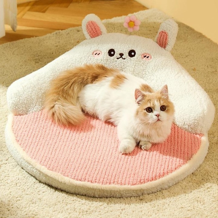 Winter Katzenbett Tiefschlaf Warmes Haustierkissen für kleine Katzen Hunde mit Kissen Gemütliches Katzennest Zwingermatte Was