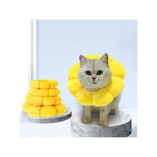 Verstellbares Genesungshalsband für Katzen, niedlicher Halskegel mit Solarblume nach Operationen S gelb