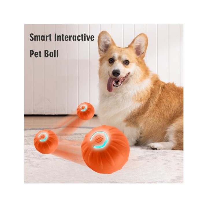 Interaktives Rollballspielzeug für Hunde, über USB wiederaufladbarer Smart Ball mit LED-Licht, automatisch beweglicher, hüpfe