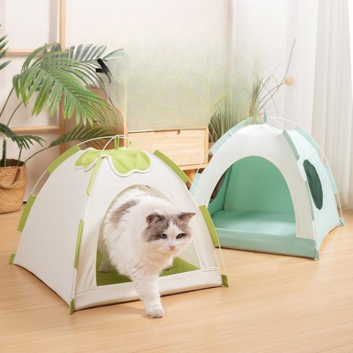 Katzenhaus Katzenzelt Sommer Katzenhaus Faltbares Außenzelt Hundehaus Vier-Jahreszeiten-Universalmatte Haustierhaus 50*50*45c