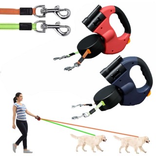 Zugseil für ein bis zwei Hunde, mittelgroße und kleine Hunde, Teddy, Pommerscher Hund, 2-in-1, doppelköpfiges, automatisch ei