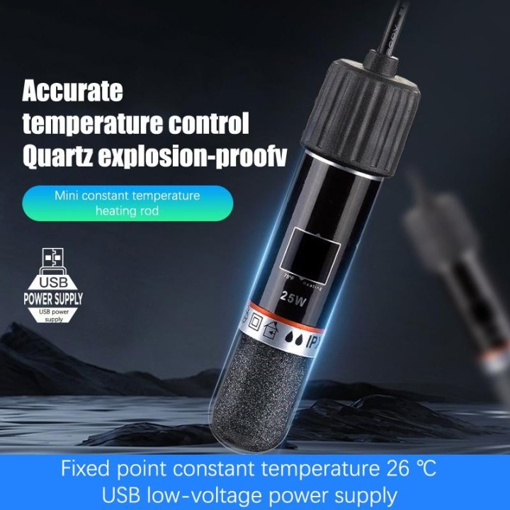 USB Mini Aquarium Heizstab für kleine Fische Tank 26Celsiuskonstante Temperatur 18*85mm