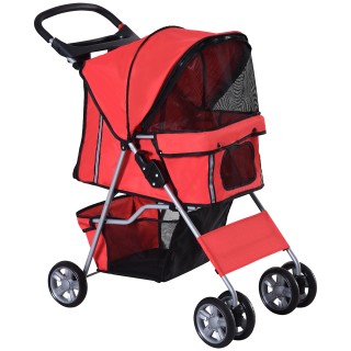 PawHut Hundebuggy  Hundewagen in Rot, Hundekinderwagen Buggy Stroller Jogger Anhänger, Leicht & Faltbar  Aosom